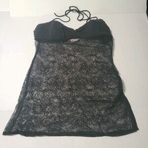 Victoria Secret Size S Black Sheer Sexy Bustier Bra  Nylon Lingerie Top‎